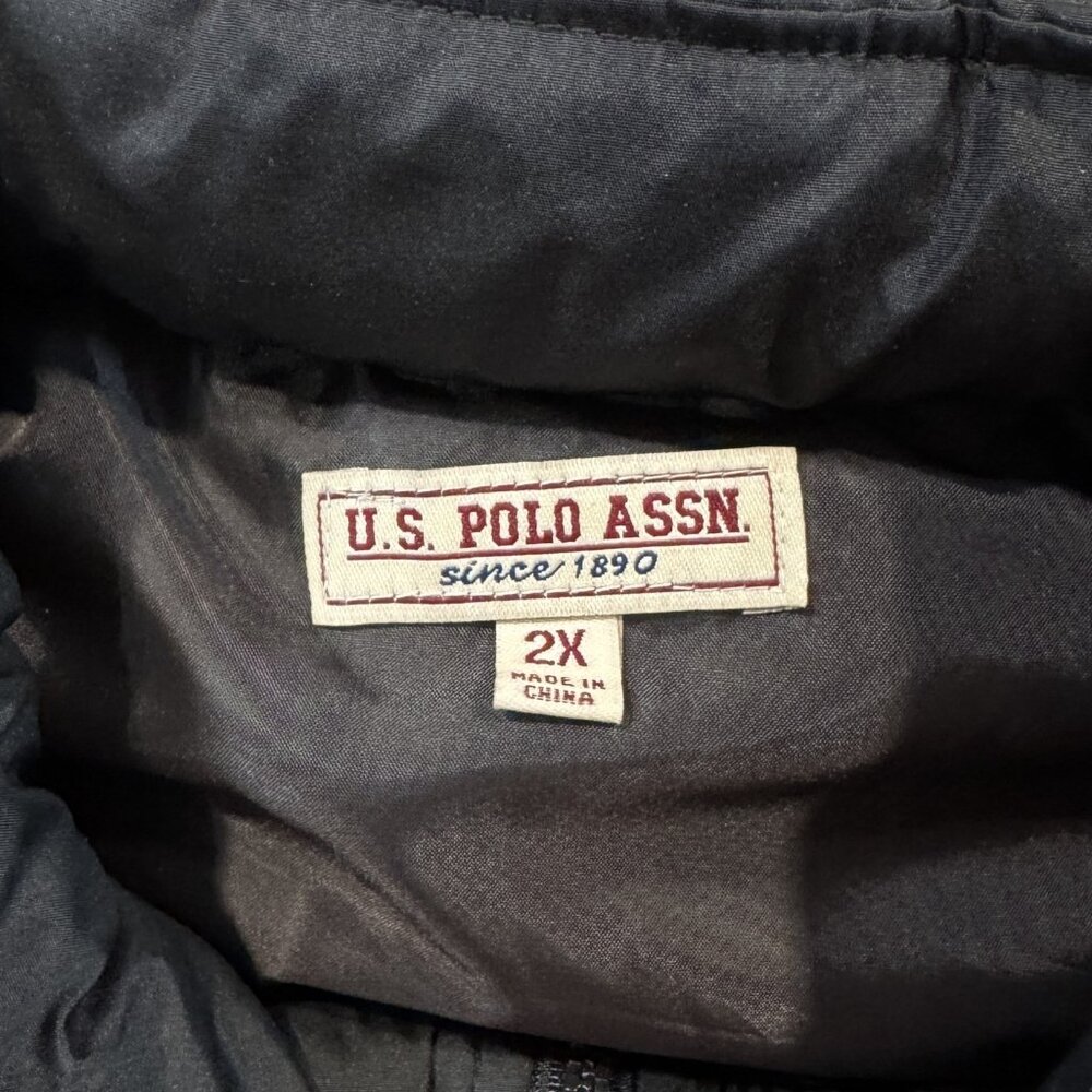 US Polo Assn Mens 2X Black Puffer Vest Hooded Full Zip Outdoor Warm Activewear - Picture 11 of 16